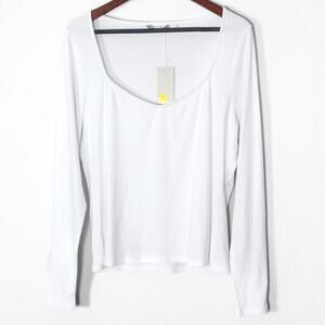 NEW Boden White Long Sleeve Top Scoop Neck Size XL Minimalist Elegance